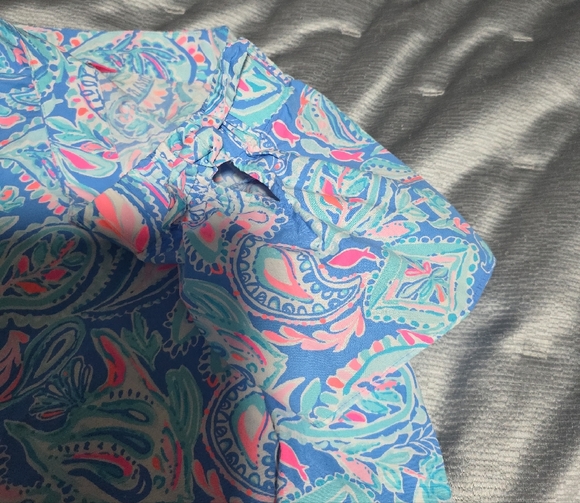 Lilly Pulitzer Blue and Pink Paisley Blouse - Picture 5 of 7